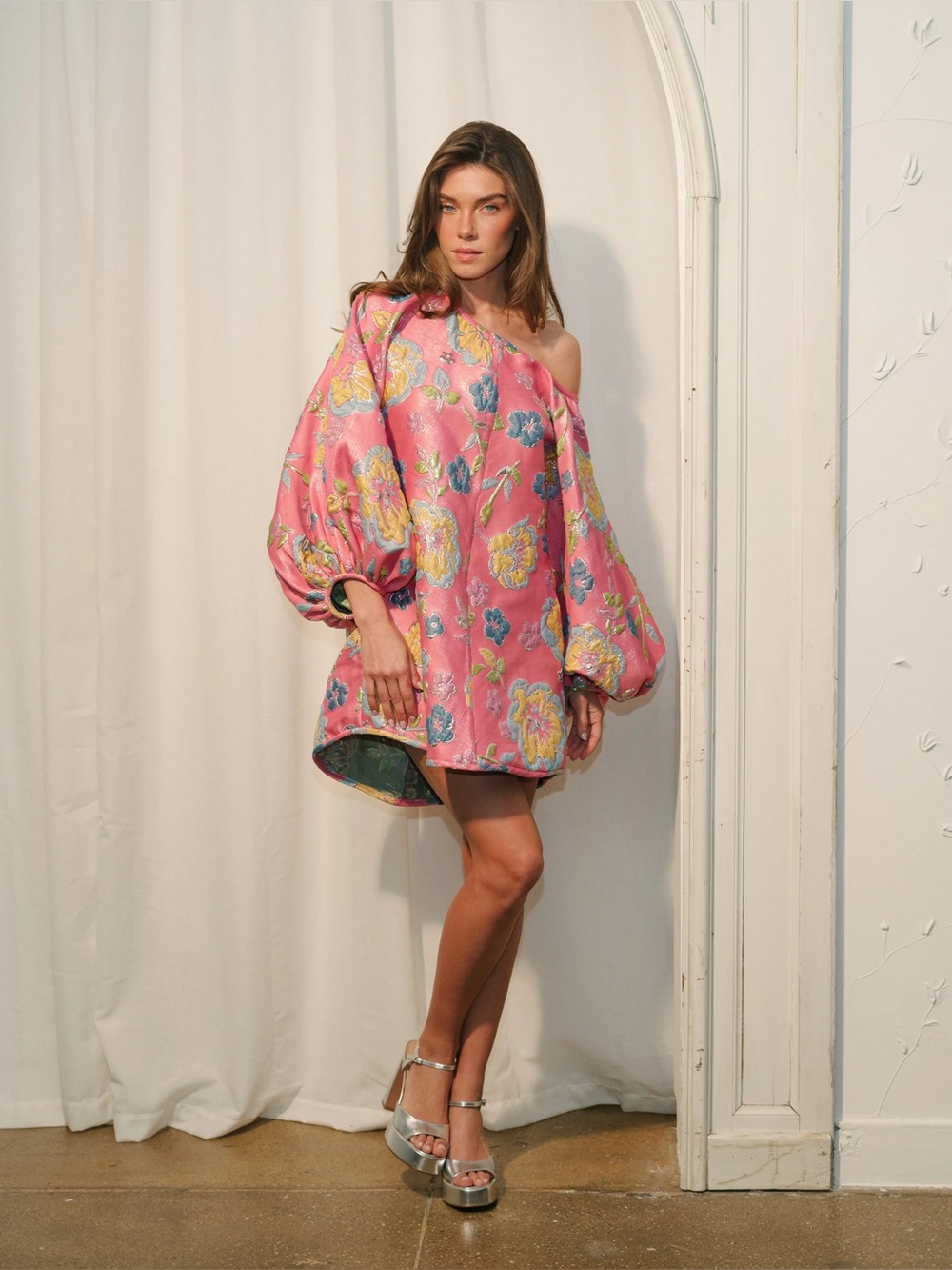 Arianne Elmy Good Luck Jacquard Mini Dress Bright Pink Medium EUC - Picture 9 of 10